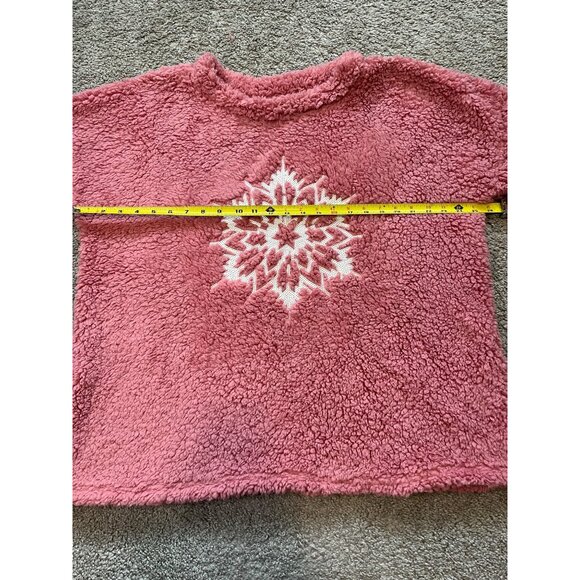 Time & Tru Pink Fuzzy Sherpa Pullover With Snowflake Size 2XL (20) Cozy Winter - Picture 3 of 8